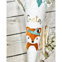 Mädchen Schultüte mit flauschigem Fuchs Fuchsmädchen Foxi aus Stoff 70 cm