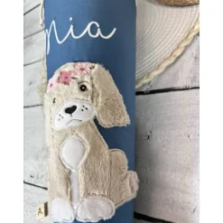 Mädchen Schultüte mit flauschigem Hund aus Stoff 70 cm