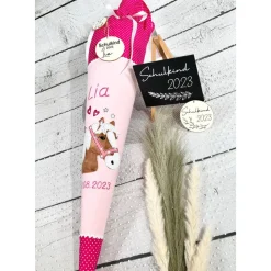 Mädchen Schultüte Pferd Lulu aus Stoff personalisiert 70 cm