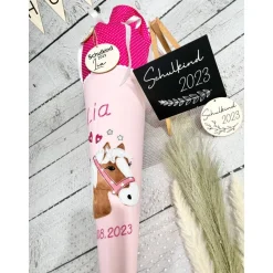 Mädchen Schultüte Pferd Lulu aus Stoff personalisiert 70 cm