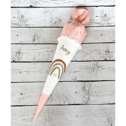 Mädchen Schultüte Regenbogen gold aus Stoff 70 cm