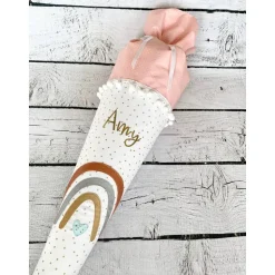 Mädchen Schultüte Regenbogen gold aus Stoff 70 cm