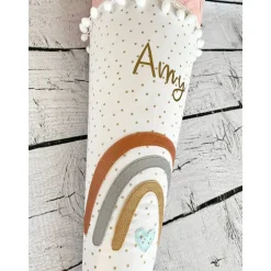 Mädchen Schultüte Regenbogen gold aus Stoff 70 cm