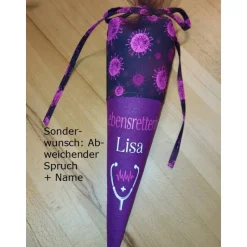 Medizinische Abschlusstüte (Doktor, Pflegeberuf etc.) - Personalisierbar mit Namen pink