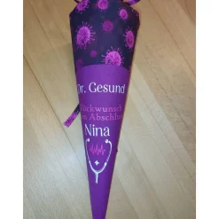 Medizinische Abschlusstüte (Doktor, Pflegeberuf etc.) - Personalisierbar mit Namen pink