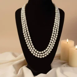 Mehrreihige Perlenkette aus Glaswachsperlen & transparenten Glasperlen – Zeitlose Eleganz