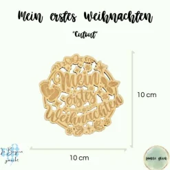 Mein erstes Weihnachten Holzkarte für das erste Weihnachtsfest Baby gravierte Meilensteinkarte aus Holz 10cm