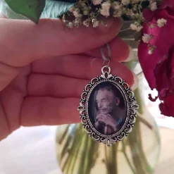 Memorial Brautstrauß Andenken Anhänger Cabochon 18x25mm silberfarbe mit eigenen Bild personalisiert