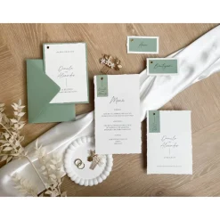 Menükarte - „Modern Greenery“ - Modernes & detailreiches Design - verschiedene Farben - Hochzeitsmenü