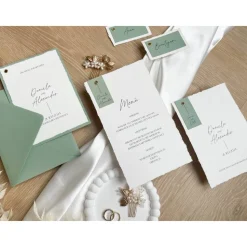 Menükarte - „Modern Greenery“ - Modernes & detailreiches Design - verschiedene Farben - Hochzeitsmenü