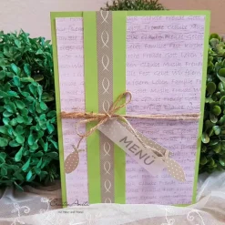 Menükarte Kommunion Konfirmation MAIGRÜN-TAUPE