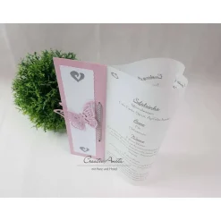 Menükarte Tischlicht HERZ in Wunschfarbe Kommunion, Konfirmation, Taufe