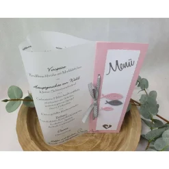 Menükarte Tischlicht HERZ in Wunschfarbe Kommunion, Konfirmation, Taufe