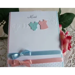 Menükarte zur Taufe für ein Zwillingspärchen