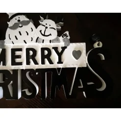 Merry Christmas Schild Unikat – Handgefertigt aus Keramik, 26,50 x 14 cm, weiss-schwarz-silber