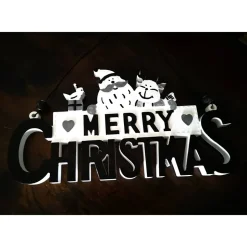 Merry Christmas Schild Unikat – Handgefertigt aus Keramik, 26,50 x 14 cm, weiss-schwarz-silber