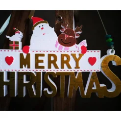 Merry Christmas Schild Unikat – Handgefertigt aus Keramik, 26,50 x 14 cm, bunt