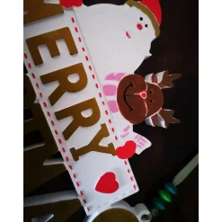 Merry Christmas Schild Unikat – Handgefertigt aus Keramik, 26,50 x 14 cm, bunt