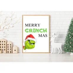 MERRY GRINCHMAS Poster Weihnachten Wandkunst Weihnachtsdeko Weihnachtsgeschenk Wanddeko Geschenkidee Weihnachtsmuffel