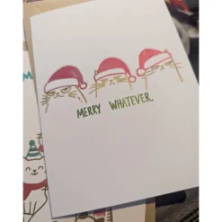 "Merry Whatever" Weihnachtskarte, aufklappbar mit Umschlag | handgemalt oder foliert