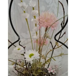 Metallhase mit Frühlingsblumen Handarbeit 40 cm