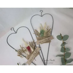 Metallherz mit Trockenblumen dekoriert, Muttertag, Geburtstagsgeschenk - Freundin