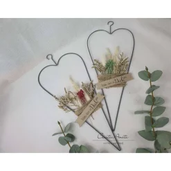 Metallherz mit Trockenblumen dekoriert, Muttertag, Geburtstagsgeschenk - Freundin