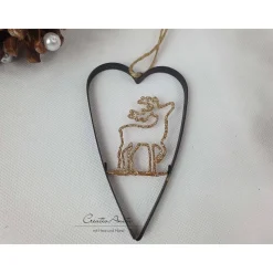 Metallhänger Herz mit Hirsch - Rentier schwarz-gold