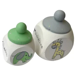Milchzahndose und Lockendose im Set "Giraffe und Elefant  „mit Wunschnamen
