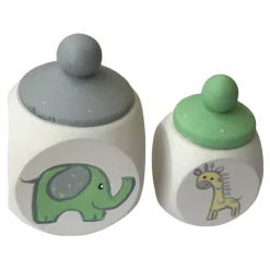 Milchzahndose und Lockendose im Set "Giraffe und Elefant  „mit Wunschnamen