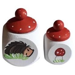 Milchzahndose und Lockendose im Set "Igel und Fliegenpilze "mit Wunschnamen