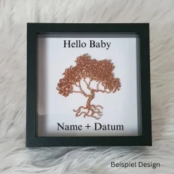 Mini Drahtbaum Geschenk zur Geburt / Personalisierter Bilderrahmen / Lebensbaum /Geburtsrahmen