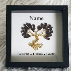 Mini Edelsteinbaum Geschenk zur Geburt / Personalisierter Bilderrahmen / Lebensbaum /Geburtsrahmen