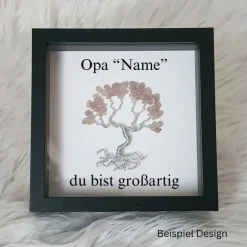 Mini Edelsteinbaum Geschenk / Opa du bist großartig/ Personalisierter Bilderrahmen / Lebensbaum/ Geschenkidee Opa