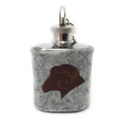 Mini Flachmann Edelstahl 30 ml + Hülle bestickt mit Widder aus Wollfilz - Farbauswahl