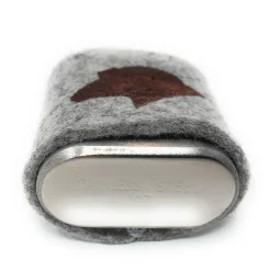 Mini Flachmann Edelstahl 30 ml + Hülle bestickt mit Widder aus Wollfilz - Farbauswahl