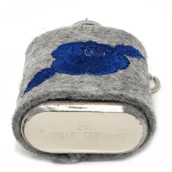 Mini Flachmann Edelstahl 30 ml + Hülle bestickt mit Rose aus Wollfilz - Farbauswahl