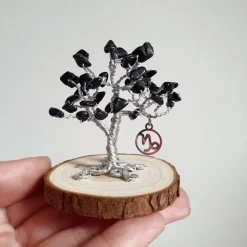 Mini Glücksbaum im Zeichen des Steinbock - Kleiner Drahtbaum mit Edelsteinen Splittern - Sternzeichenbaum