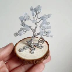 Mini Glücksbaum im Zeichen des Wassermannes - Kleiner Drahtbaum mit Edelsteinen Splittern - Sternzeichenbaum