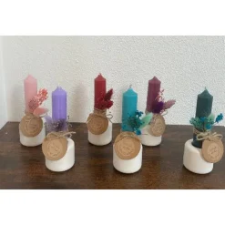 Mini Kerzenhalter mit Stabkerze & Trockenblumen – Handgemachtes Unikat als Geschenk