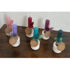 Mini Kerzenhalter mit Stabkerze & Trockenblumen – Handgemachtes Unikat als Geschenk