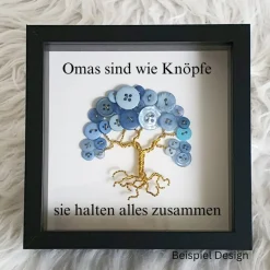 Mini Knopfbaum Geschenk / Omas sind wie Knöpfe/ Personalisierter Bilderrahmen / Lebensbaum/ Geschenkidee Oma