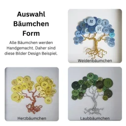 Mini Knopfbaum Geschenk – Personalisierter Lebensbaum im 3D Bilderrahmen zur Hochzeit