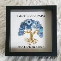 Mini Knopfbaum Geschenk/ Vatertag/ Personalisierter Bilderrahmen / Lebensbaum /Geschenkidee Papa