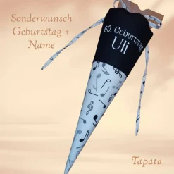 Mini musikalische Schultüte, Abschlusstüte - Musiknoten weiß