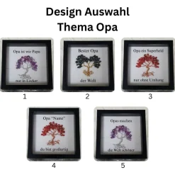 Mini Perlenbaum Geschenk /Opas machen die Welt schöner /  Personalisierter Bilderrahmen / Lebensbaum/ Geschenkidee Opa