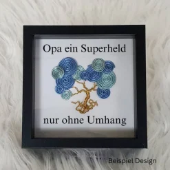 Mini Schneckenbaum Geschenk/ Opa ein Superheld/ Personalisierter Bilderrahmen / Lebensbaum/ Geschenkidee Opa