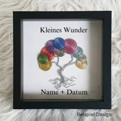 Mini Schneckenbaum Geschenk zur Geburt / Personalisierter Bilderrahmen / Lebensbaum /Geburtsrahmen