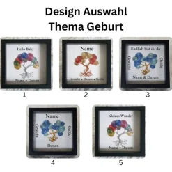 Mini Schneckenbaum Geschenk zur Geburt / Personalisierter Bilderrahmen / Lebensbaum /Geburtsrahmen