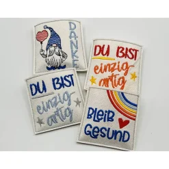 Mini Schokohülle / Geschenkidee / Gestickt / z.B. für Geldgeschenk